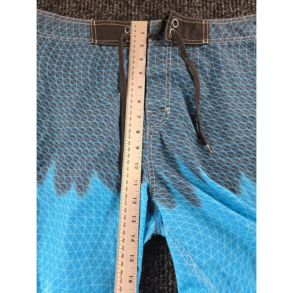 Unitop Mens Blue Black‎ Geometric Gradient Board Shorts Swim Trunks Size 36